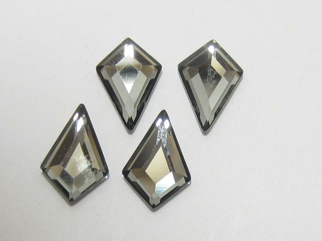 10 pcs. KITE 8.6x5.6mm BLACK DIAMOND FLATBACK European Rhinestones